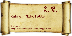 Kehrer Nikoletta névjegykártya